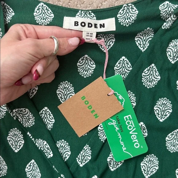 Boden Green and White Printed Maxi Dress - Picture 4 of 4